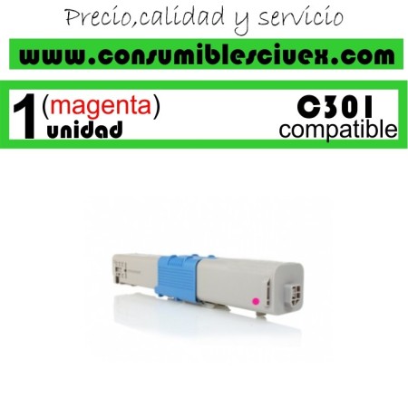 TONER MAGENTA OKI C301 COMPATIBLE