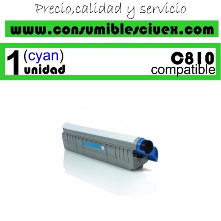 TONER CYAN OKI C810 COMPATIBLE PARA IMPRESORAS C810, C810DN, C830, C830DN, MC851, MC861