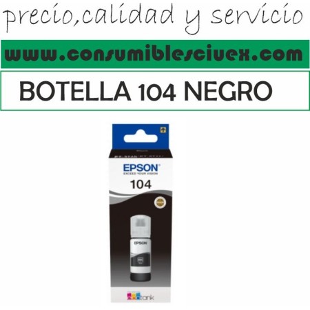 Volver a página anteriorEpsonTinta (Ink-jet)EcoTankC13T00P140 Epson 104 Negro - Botella de Tinta Original